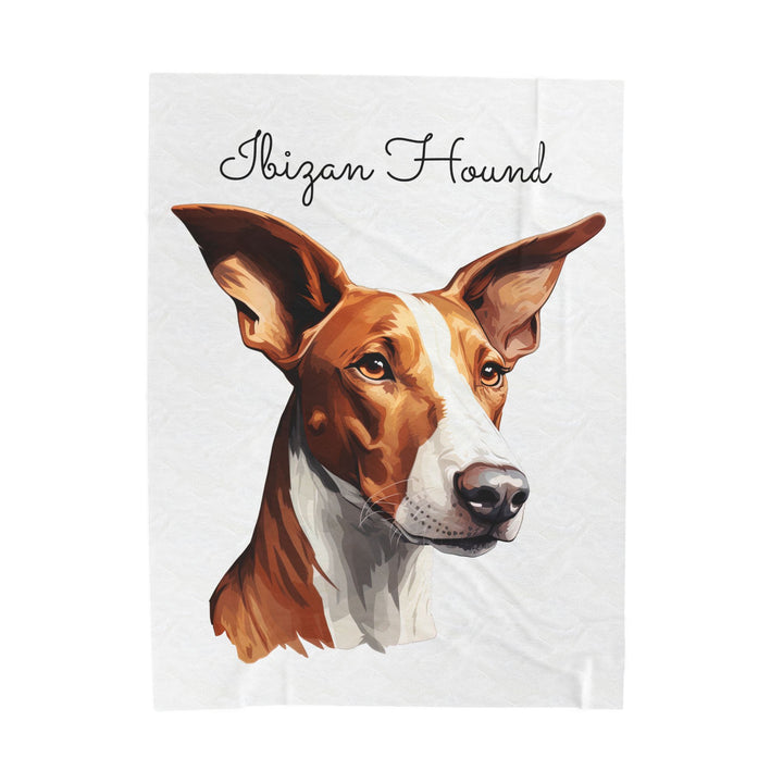 Ibizan Hound Portrait Velveteen Plush Blanket | Dog Lover Throw
