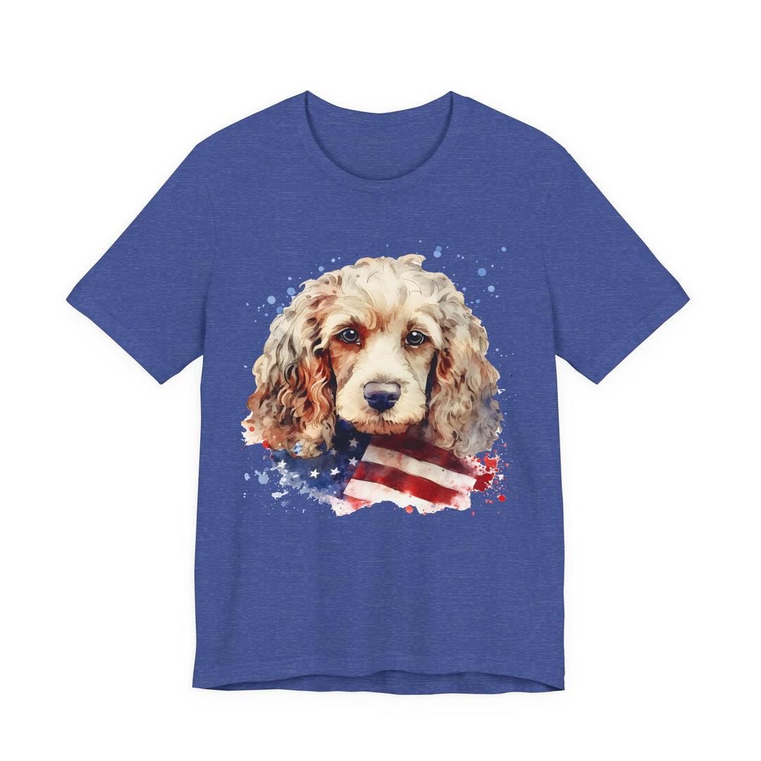 Tan Cocker Spaniel with American Flag T-Shirt | Dog Lover Tee - Embellish by Jackie - Handmade Greeting Cards