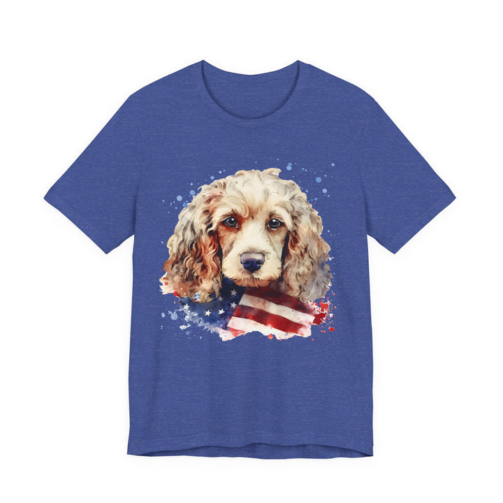 Tan Cocker Spaniel with American Flag T-Shirt | Dog Lover Tee - Embellish by Jackie - Handmade Greeting Cards