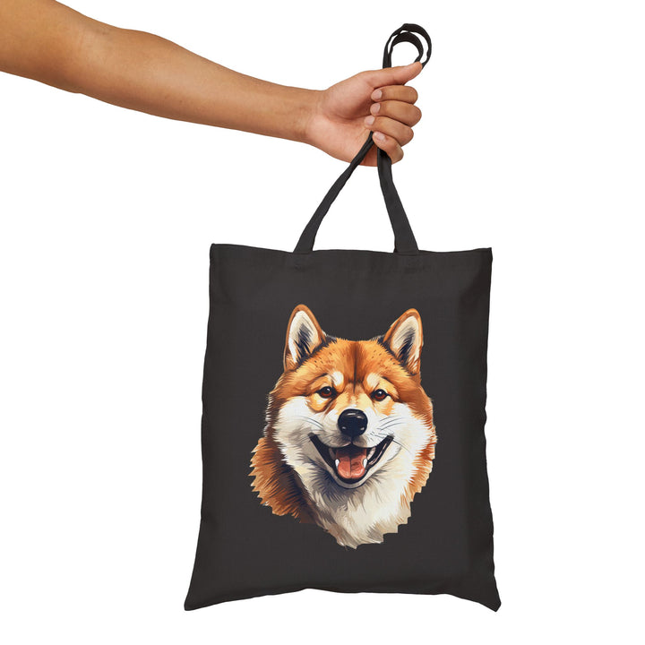 Adorable Shiba Inu Dog Cotton Canvas Tote Bag, Eco-Friendly Shopping Bag, Dog Lover Gift, Pet Tote, Cute Grocery Bag