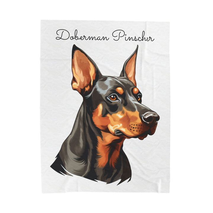 Doberman Pinscher Velveteen Plush Blanket with White Background - 3 Sizes available cozy throw dog lover - Pet mom gift