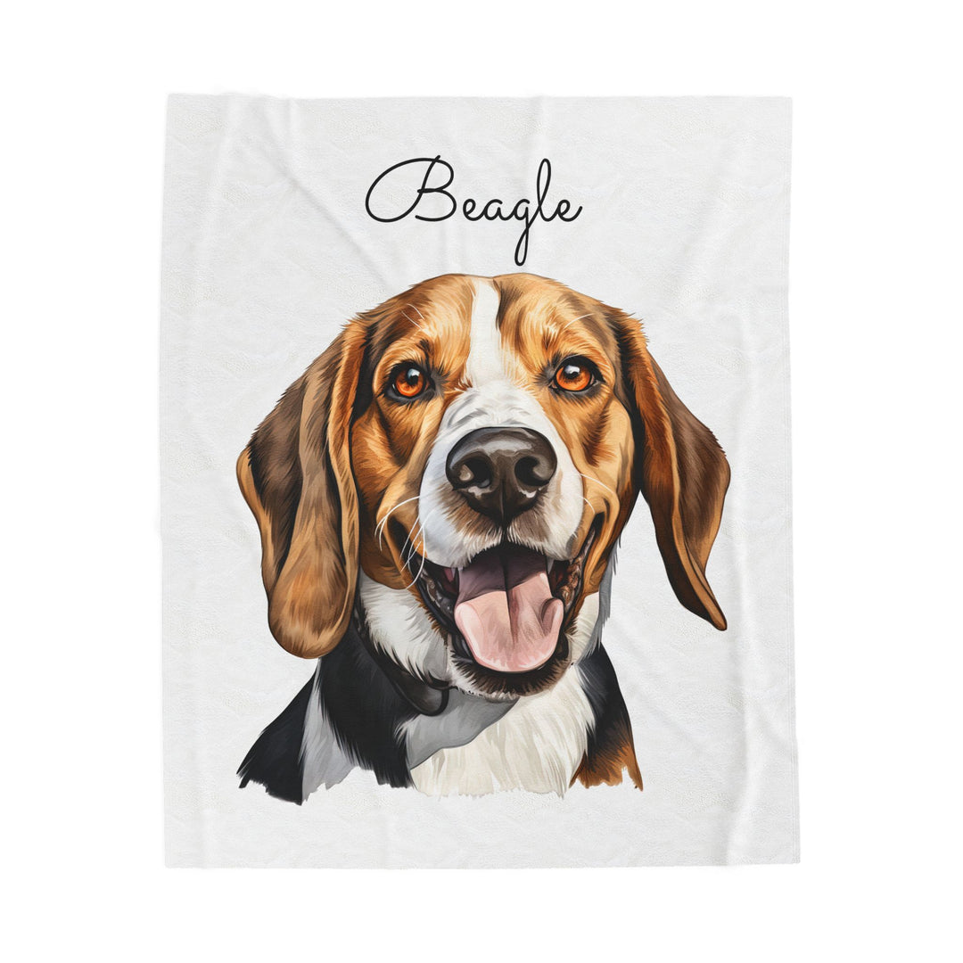 Beagle Velveteen Plush Blanket with White Background - 3 Sizes available cozy throw dog lover - Pet mom gift