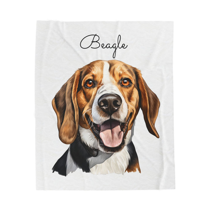 Beagle Velveteen Plush Blanket with White Background - 3 Sizes available cozy throw dog lover - Pet mom gift