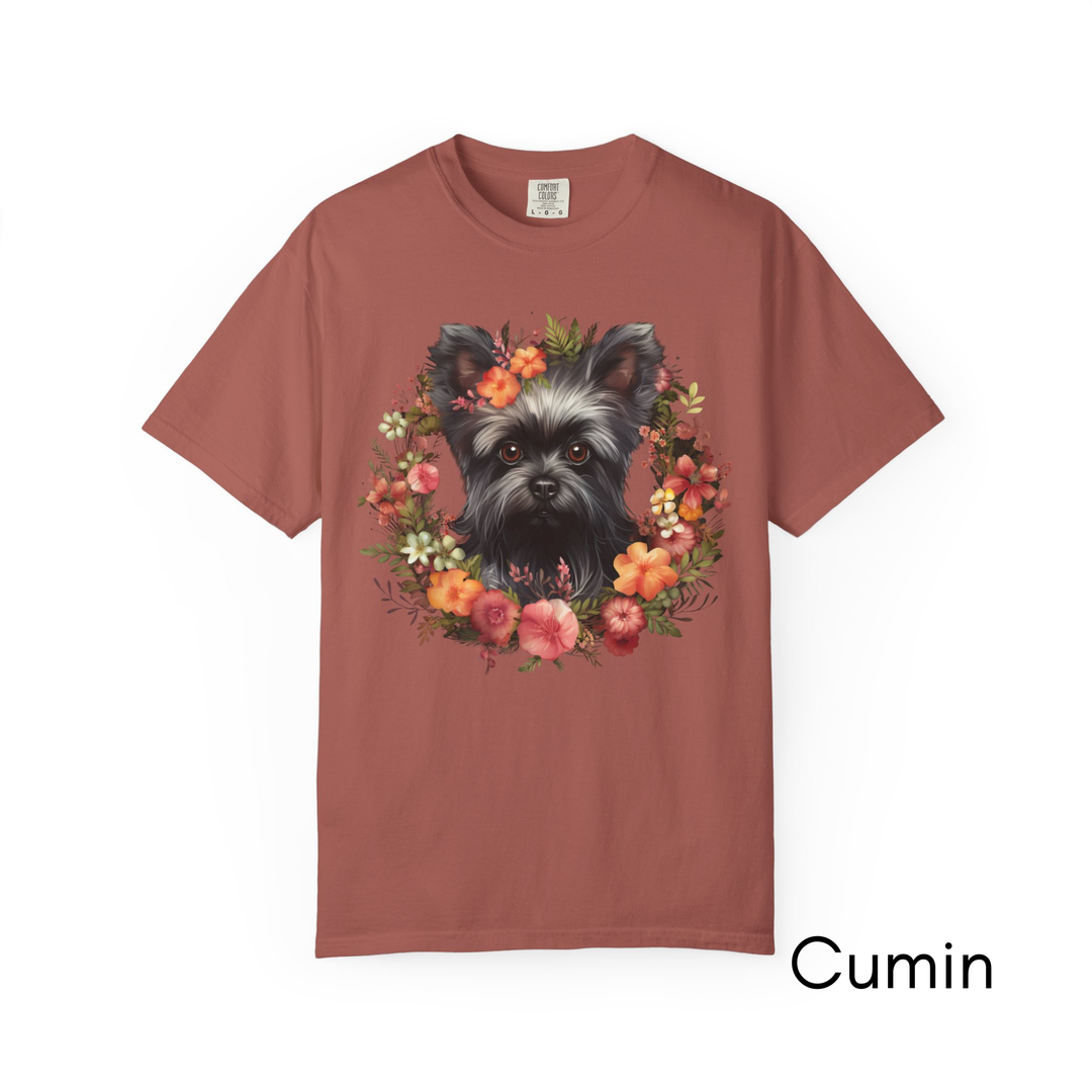 Affenpinscher Floral Wreath T-Shirt | Dog Portrait, Floral Circle