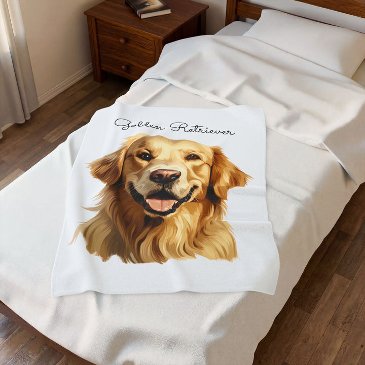 Golden Retriever Dog Face Velveteen Plush Blanket | Cozy Pet Lover Throw - Embellish by Jackie - Handmade Greeting Cards