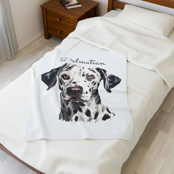 Dalmatian Velveteen Plush Blanket with White Background - 3 Sizes available cozy throw dog lover - Pet mom gift