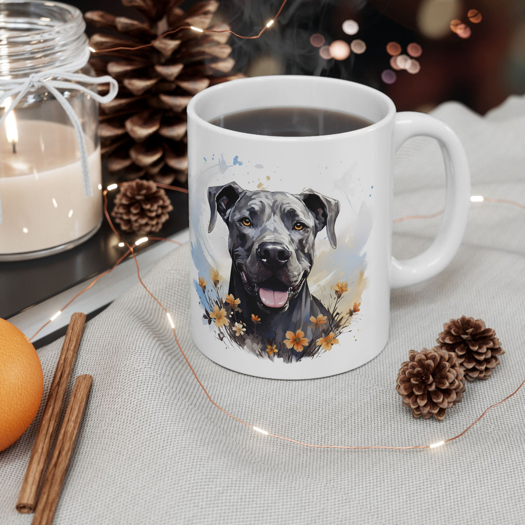 Great Dane Watercolor Floral Mug | Ceramic Coffee Cup