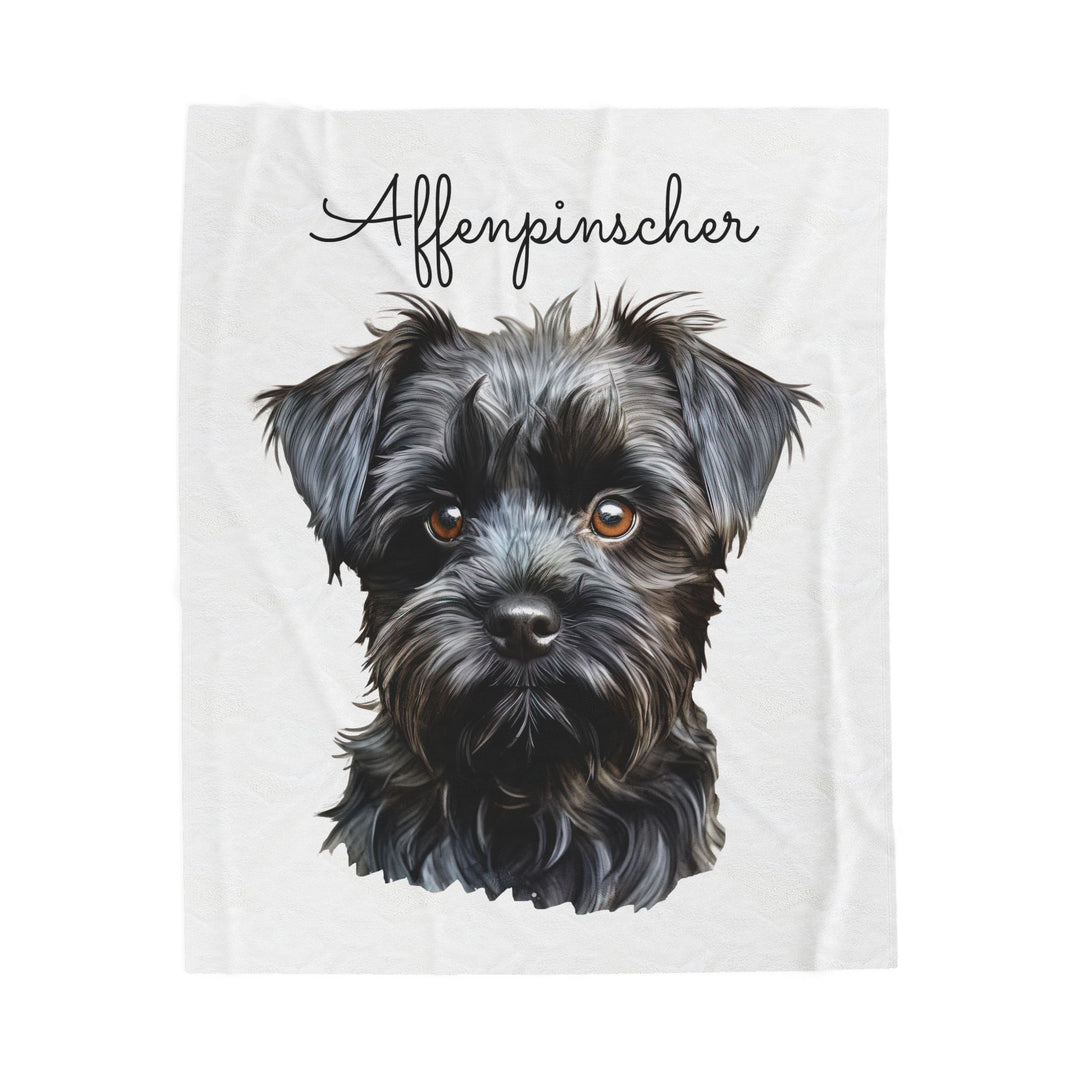 Affenpinscher Velveteen Plush Blanket with White Background - 3 Sizes available cozy throw dog lover - Pet mom gift