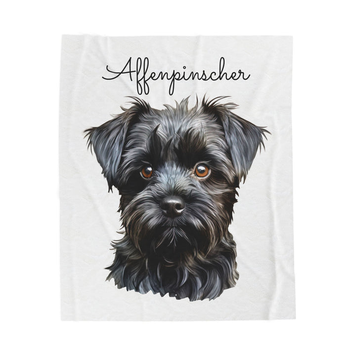 Affenpinscher Velveteen Plush Blanket with White Background - 3 Sizes available cozy throw dog lover - Pet mom gift
