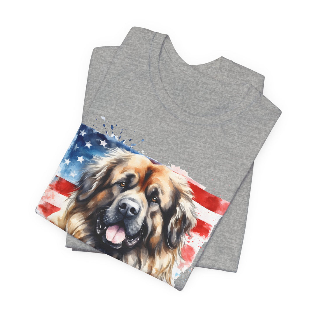 Leonberger Dog with American Flag T-Shirt | Patriotic Leonberger Tee - Embellish by Jackie - Handmade Greeting Cards