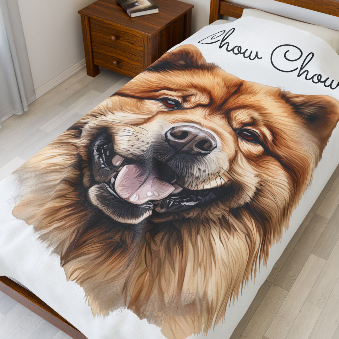 Chow Chow Velveteen Plush Blanket with White Background - 3 Sizes available cozy throw dog lover - Pet mom gift