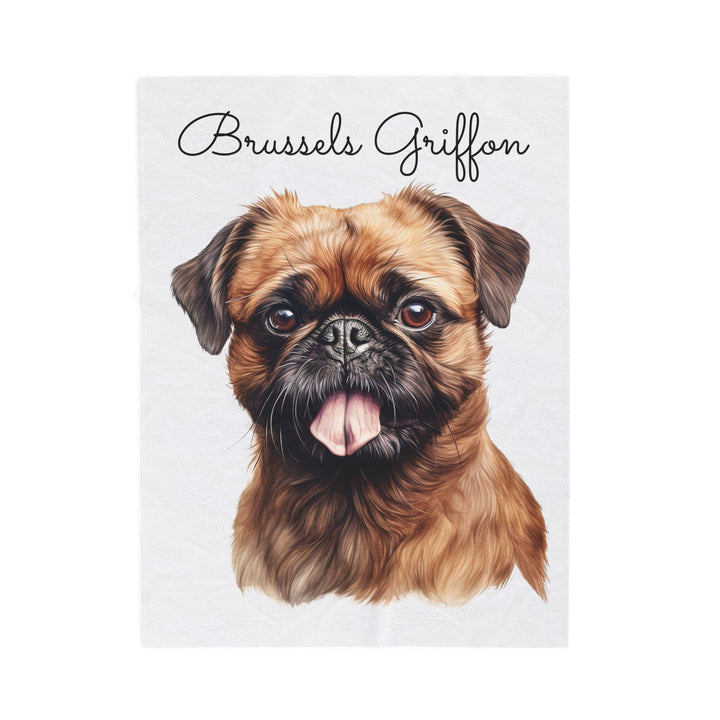 Brussels Griffon Velveteen Plush Blanket with White Background - 3 Sizes available cozy throw dog lover - Pet mom gift