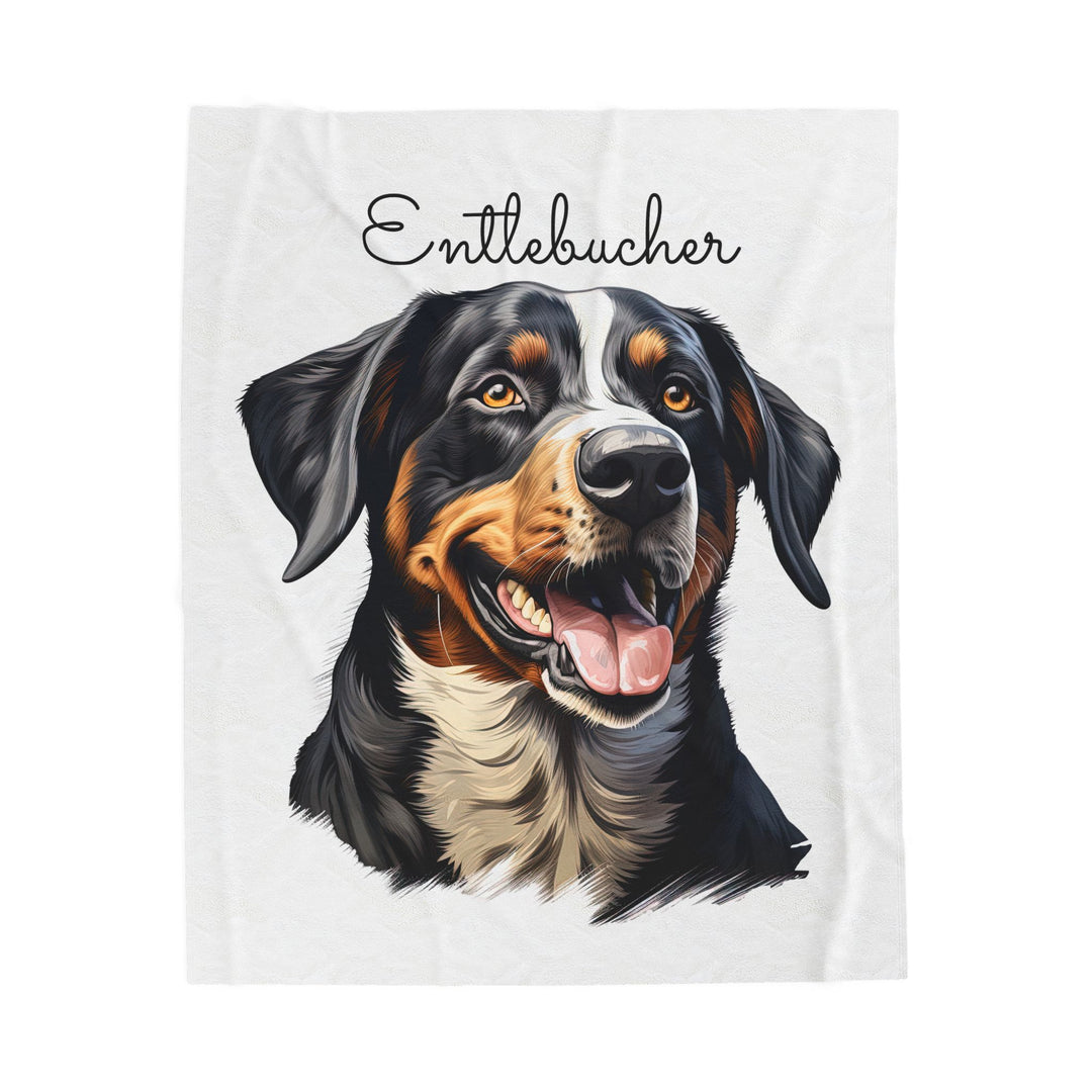 Entlebucher Mountain Dog Velveteen Plush Blanket with White Background - 3 Sizes available cozy throw dog lover - Pet mom gift