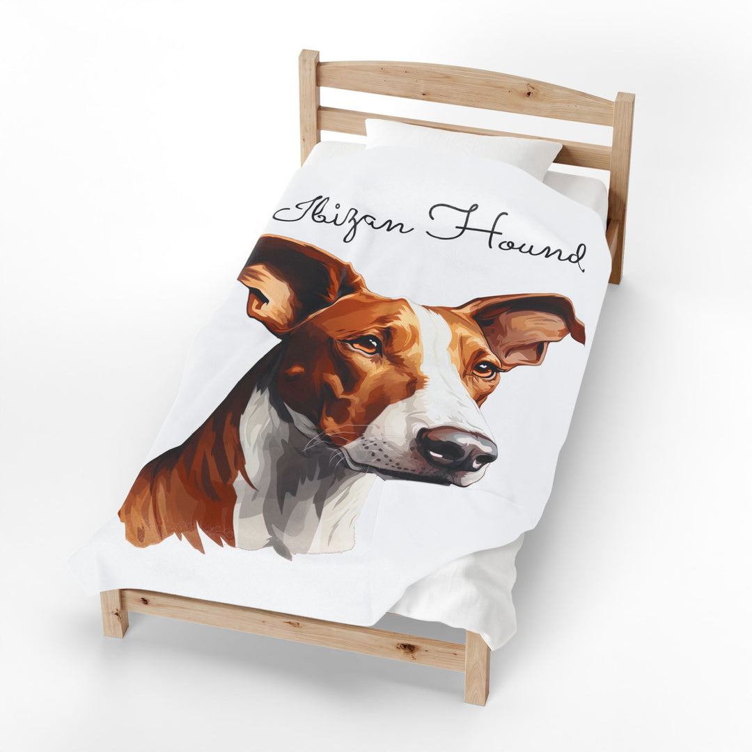 Ibizan Hound Portrait Velveteen Plush Blanket | Dog Lover Throw