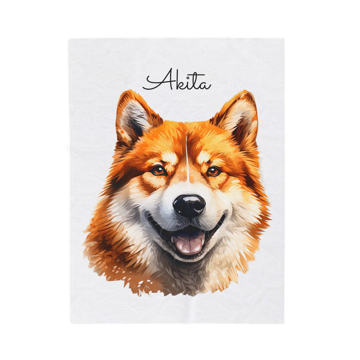 Akita Red Fawn Velveteen Plush Blanket with White Background - 3 Sizes available cozy throw dog lover