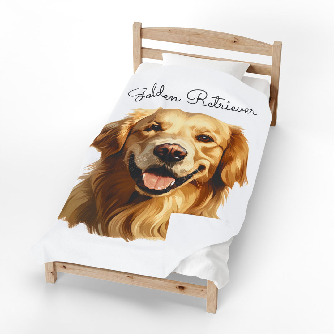 Golden Retriever Dog Face Velveteen Plush Blanket | Cozy Pet Lover Throw - Embellish by Jackie - Handmade Greeting Cards