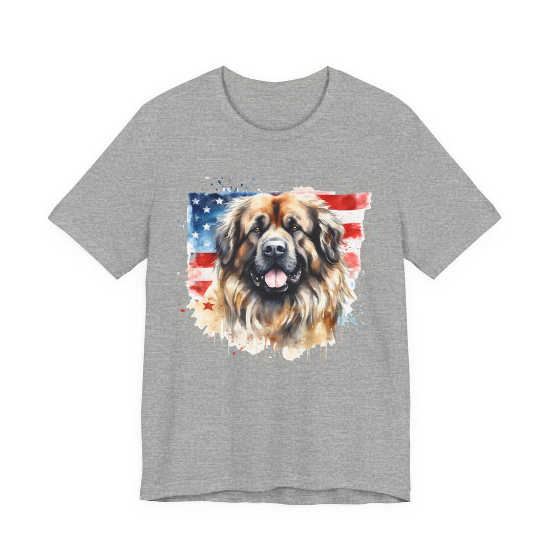Leonberger Dog with American Flag T-Shirt | Patriotic Leonberger Tee - Embellish by Jackie - Handmade Greeting Cards