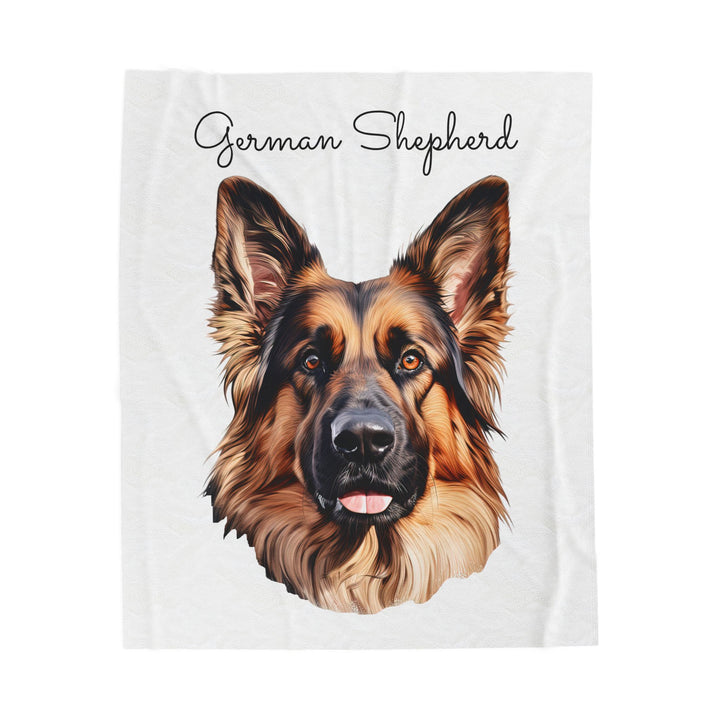 German Shepherd Dog Face Velveteen Plush Blanket | Cozy Pet Portrait Throw - Embellish by Jackie - Handmade Greeting Cards
