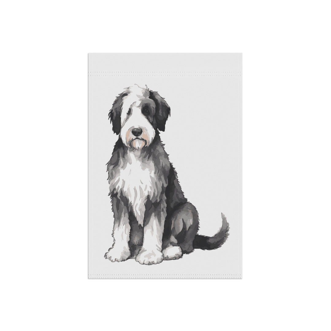 Sheepadoodle - Garden Banner Flag - Cute Watercolor Dog themed - Sheepie Old English Sheepdog