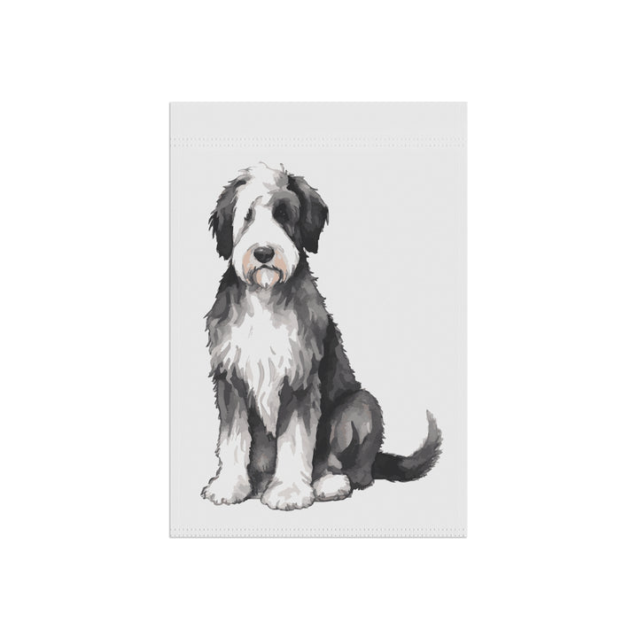 Sheepadoodle - Garden Banner Flag - Cute Watercolor Dog themed - Sheepie Old English Sheepdog
