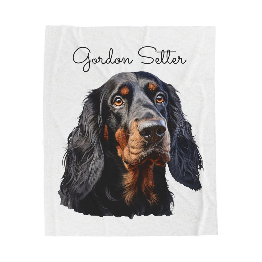 Gordon Setter Dog Face Velveteen Plush Blanket | Cozy Pet Portrait Throw - Embellish by Jackie - Handmade Greeting Cards