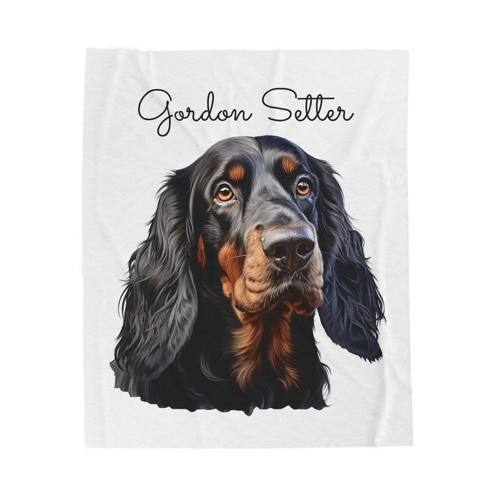 Gordon Setter Dog Face Velveteen Plush Blanket | Cozy Pet Portrait Throw - Embellish by Jackie - Handmade Greeting Cards