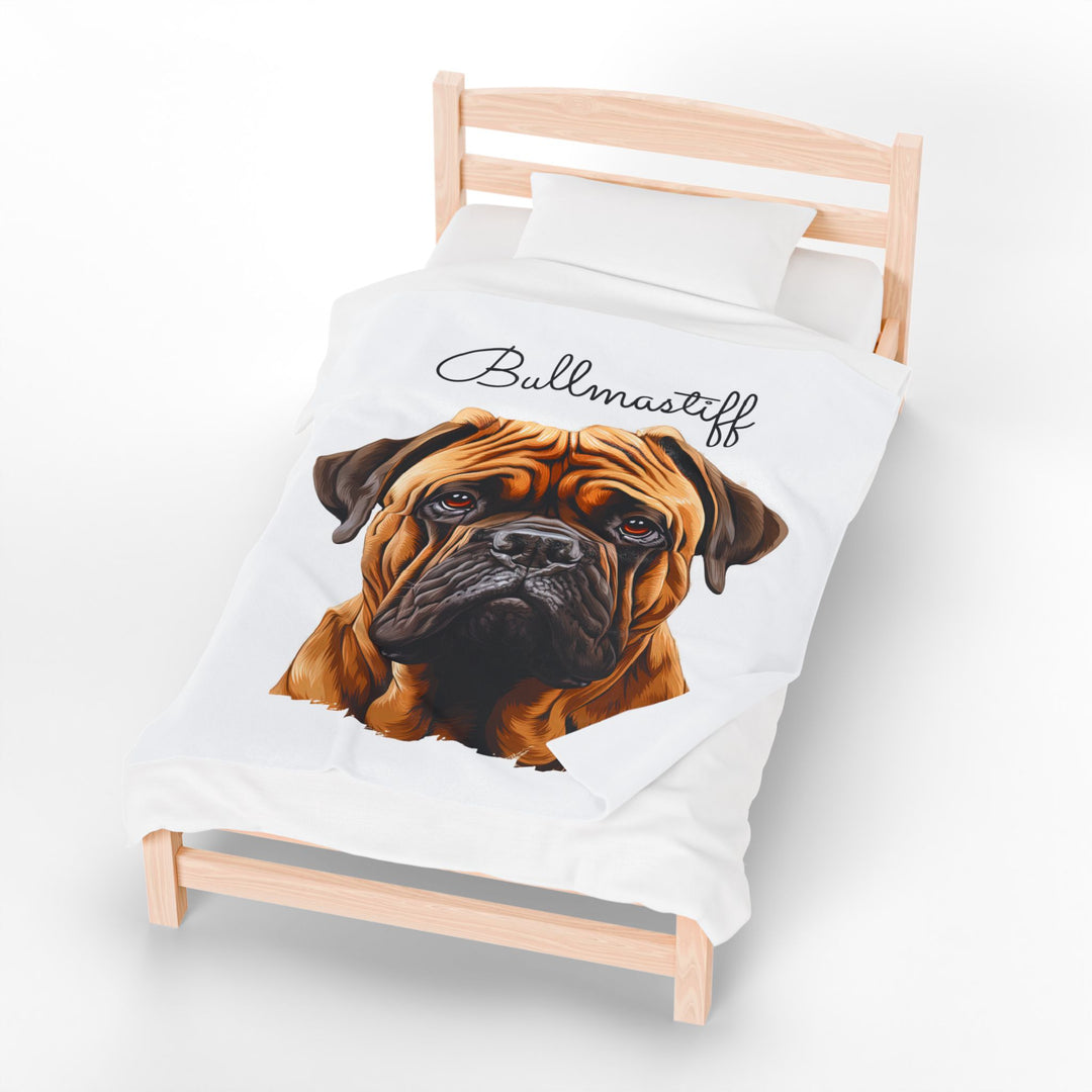 Bullmastiff Velveteen Plush Blanket with White Background - 3 Sizes available cozy throw dog lover - Pet mom gift