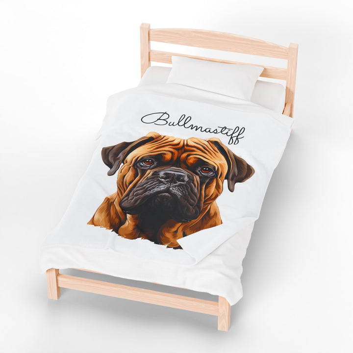 Bullmastiff Velveteen Plush Blanket with White Background - 3 Sizes available cozy throw dog lover - Pet mom gift