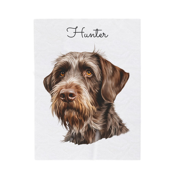 German Wirehaired Pointer Velveteen Plush Blanket with Custom Dog Name - 3 Sizes available cozy throw dog lover