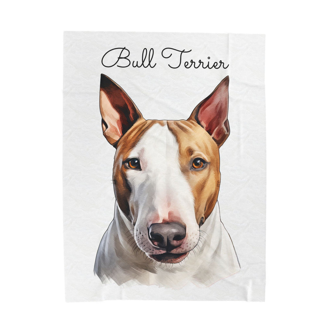 Bull Terrier Velveteen Plush Blanket with White Background - 3 Sizes available cozy throw dog lover - Pet mom gift