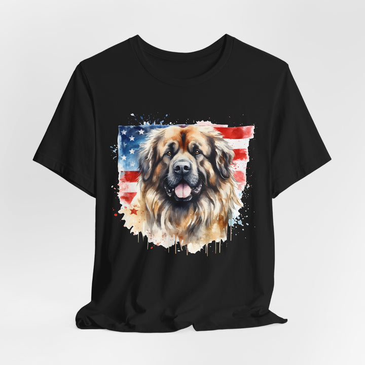 Leonberger Dog with American Flag T-Shirt | Patriotic Leonberger Tee - Embellish by Jackie - Handmade Greeting Cards