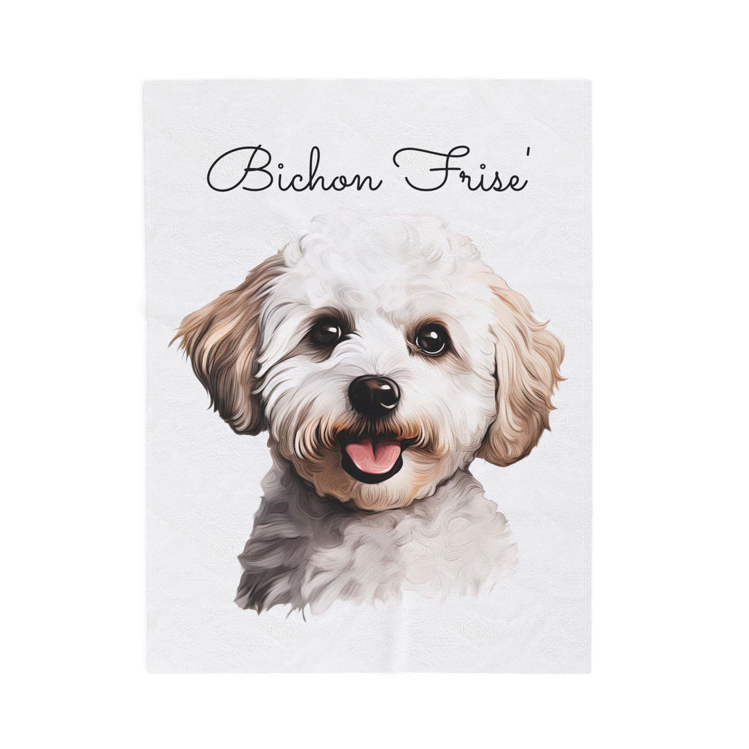 Bichon Frise Velveteen Plush Blanket with White Background - 3 Sizes available cozy throw dog lover - Pet mom gift