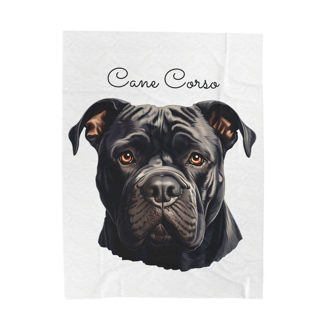Cane Corso Velveteen Plush Blanket with White Background - 3 Sizes available cozy throw dog lover - Pet mom gift