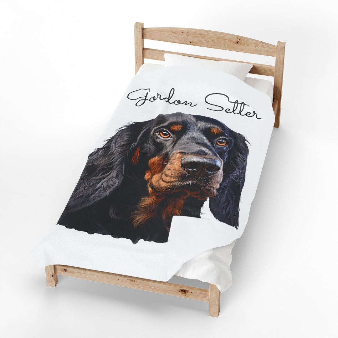 Gordon Setter Dog Face Velveteen Plush Blanket | Cozy Pet Portrait Throw - Embellish by Jackie - Handmade Greeting Cards