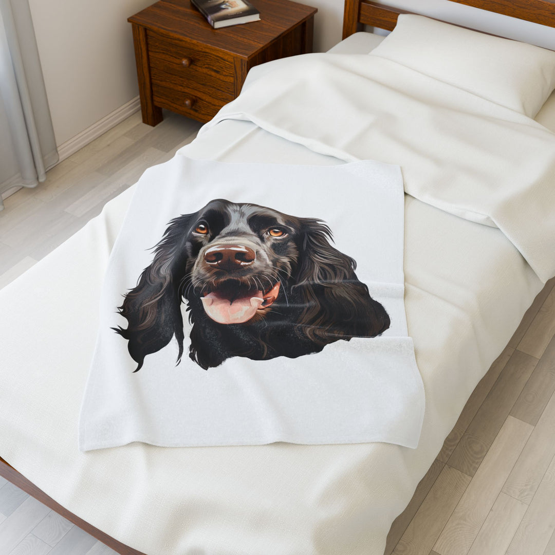 Chocolate Brown Cocker Spaniel Face Velveteen Plush Blanket - Embellish by Jackie - Handmade Greeting Cards