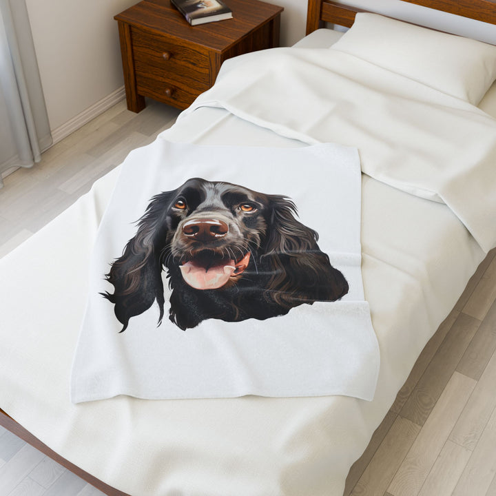 Chocolate Brown Cocker Spaniel Face Velveteen Plush Blanket - Embellish by Jackie - Handmade Greeting Cards