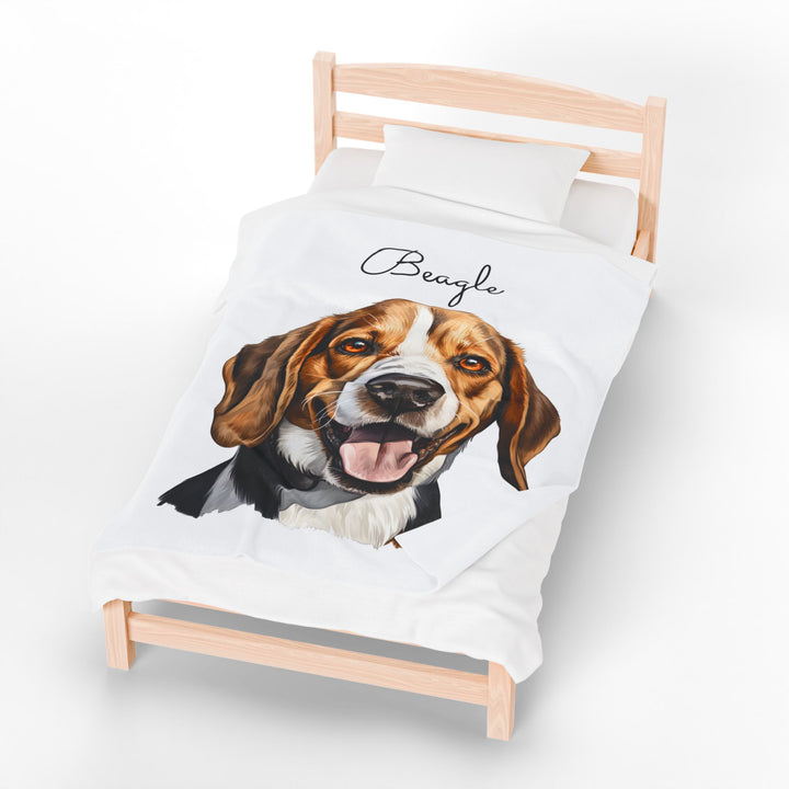 Beagle Velveteen Plush Blanket with White Background - 3 Sizes available cozy throw dog lover - Pet mom gift