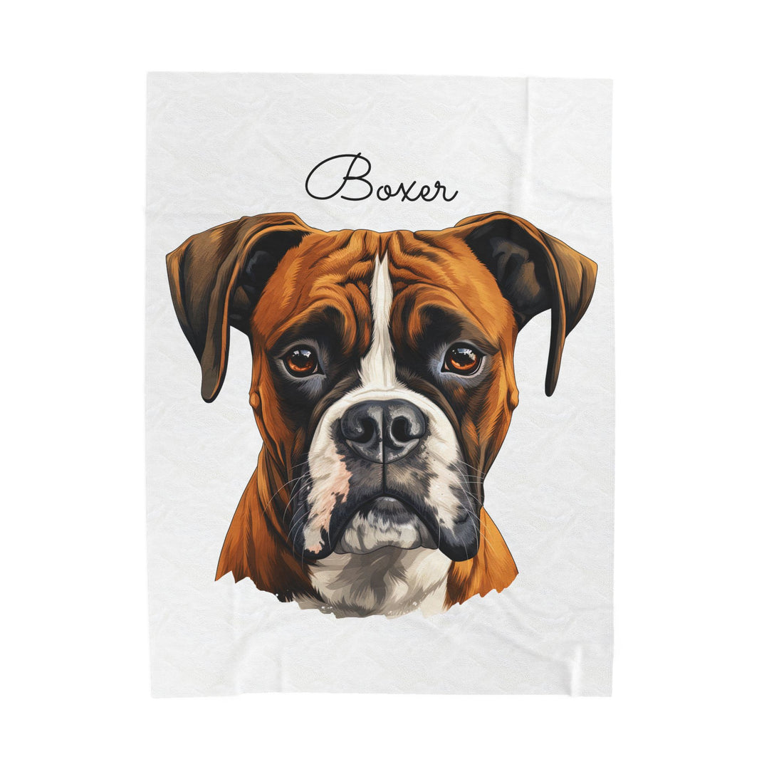 Boxer Velveteen Plush Blanket with White Background - 3 Sizes available cozy throw dog lover - Pet mom gift