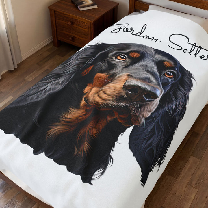 Gordon Setter Dog Face Velveteen Plush Blanket | Cozy Pet Portrait Throw - Embellish by Jackie - Handmade Greeting Cards