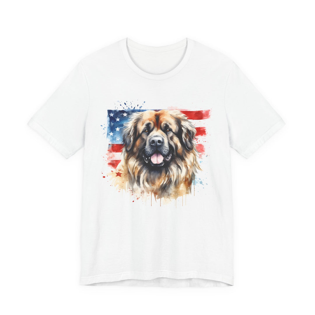 Leonberger Dog with American Flag T-Shirt | Patriotic Leonberger Tee - Embellish by Jackie - Handmade Greeting Cards