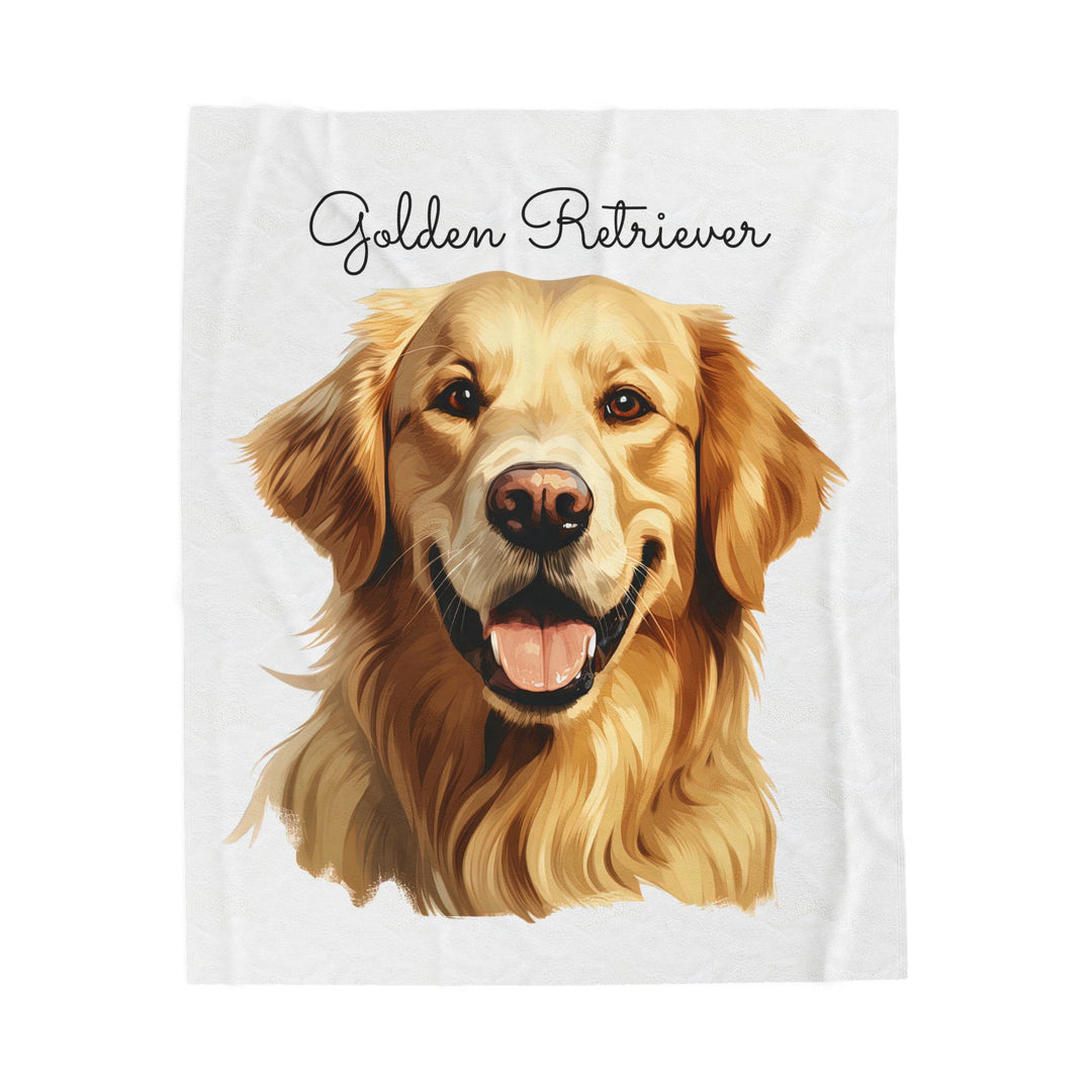 Golden Retriever Dog Face Velveteen Plush Blanket | Cozy Pet Lover Throw - Embellish by Jackie - Handmade Greeting Cards