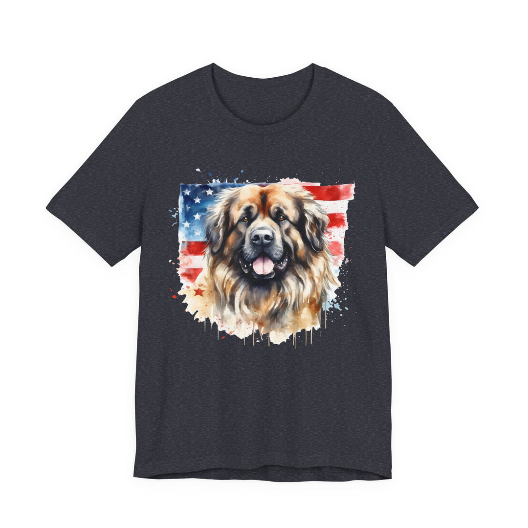 Leonberger Dog with American Flag T-Shirt | Patriotic Leonberger Tee - Embellish by Jackie - Handmade Greeting Cards