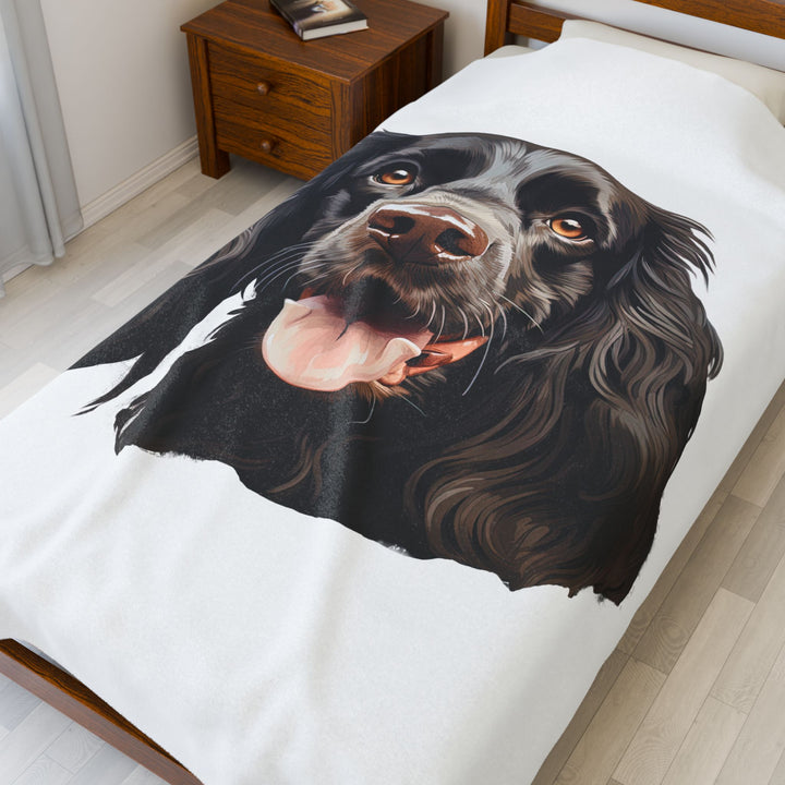 Chocolate Brown Cocker Spaniel Face Velveteen Plush Blanket - Embellish by Jackie - Handmade Greeting Cards