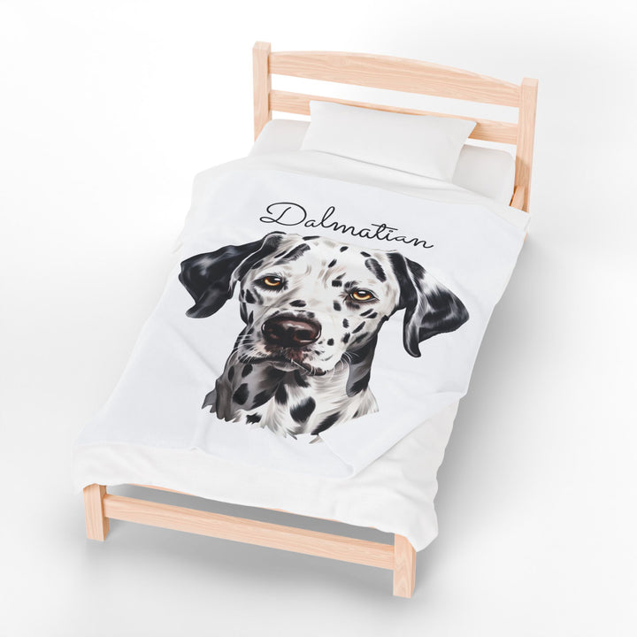 Dalmatian Velveteen Plush Blanket with White Background - 3 Sizes available cozy throw dog lover - Pet mom gift