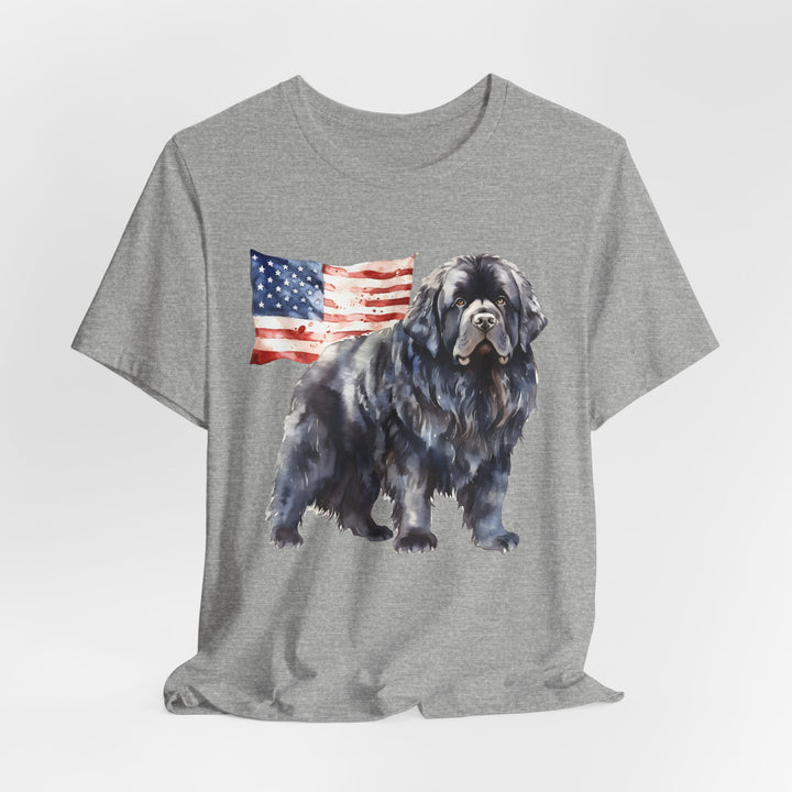 Black Newfoundland Dog American Flag T-Shirt | Patriotic Pet Tee - Embellish by Jackie - Handmade Greeting Cards