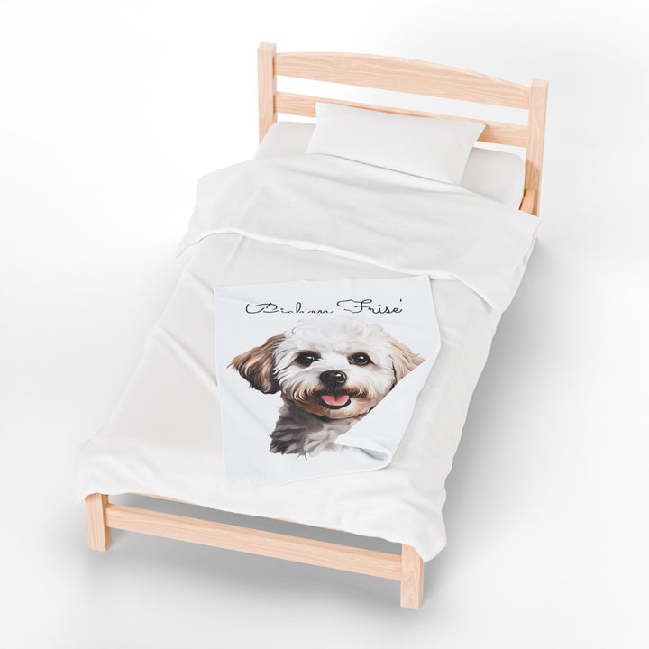 Bichon Frise Velveteen Plush Blanket with White Background - 3 Sizes available cozy throw dog lover - Pet mom gift