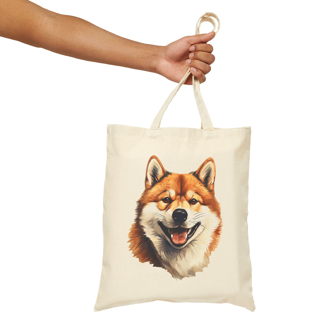 Adorable Shiba Inu Dog Cotton Canvas Tote Bag, Eco-Friendly Shopping Bag, Dog Lover Gift, Pet Tote, Cute Grocery Bag