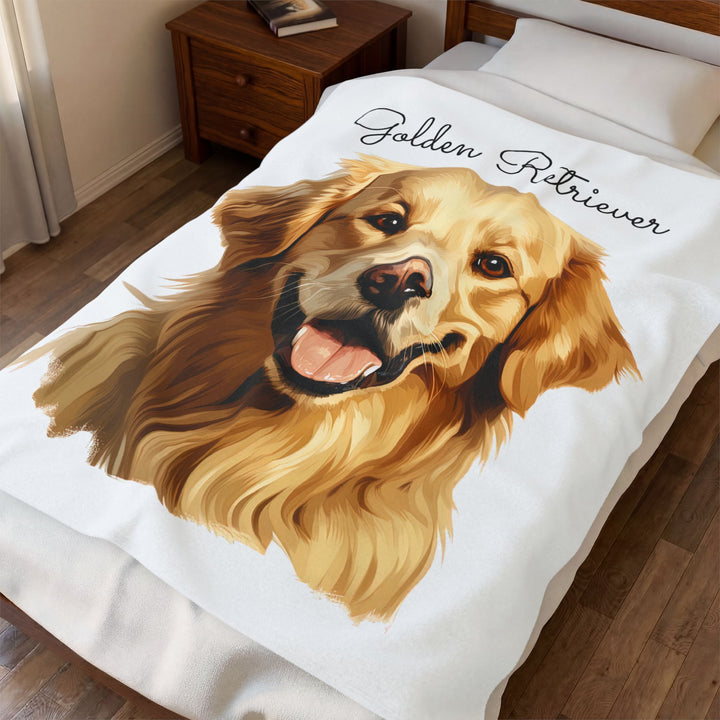 Golden Retriever Dog Face Velveteen Plush Blanket | Cozy Pet Lover Throw - Embellish by Jackie - Handmade Greeting Cards