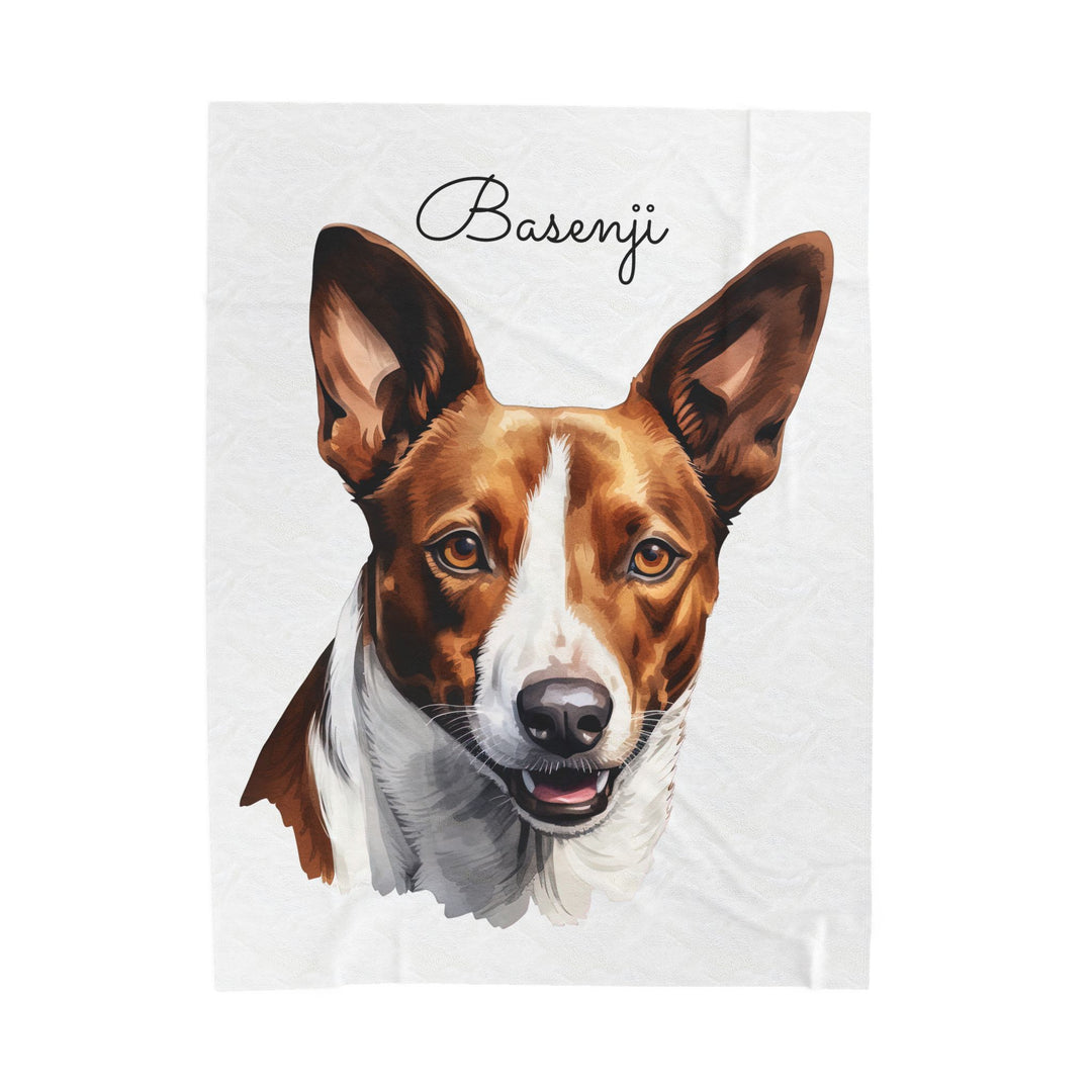 Basenji Velveteen Plush Blanket White Background - 3 Sizes available cozy throw dog lover