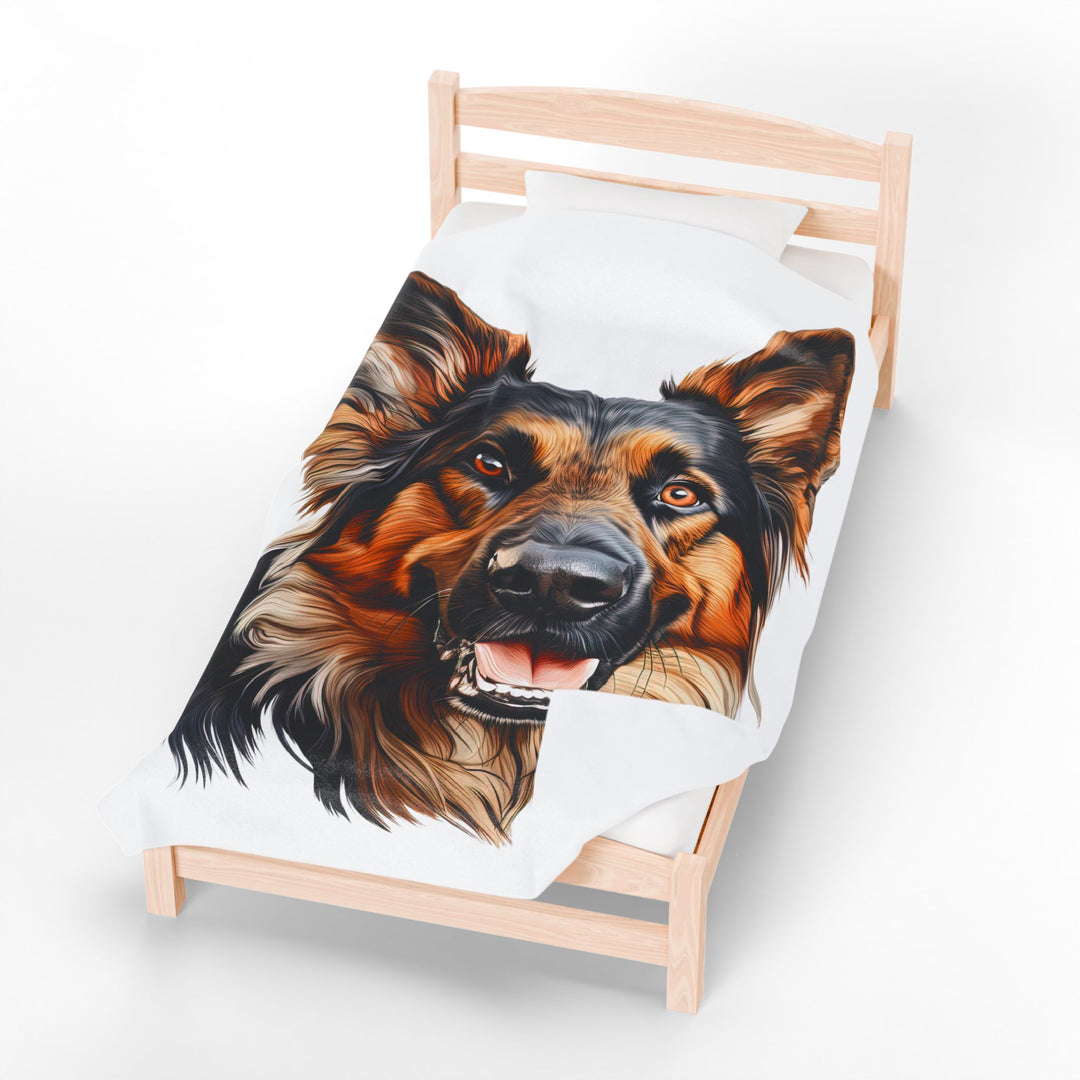 German Shepherd Dog Face Velveteen Plush Blanket - Embellish by Jackie - Handmade Greeting Cards